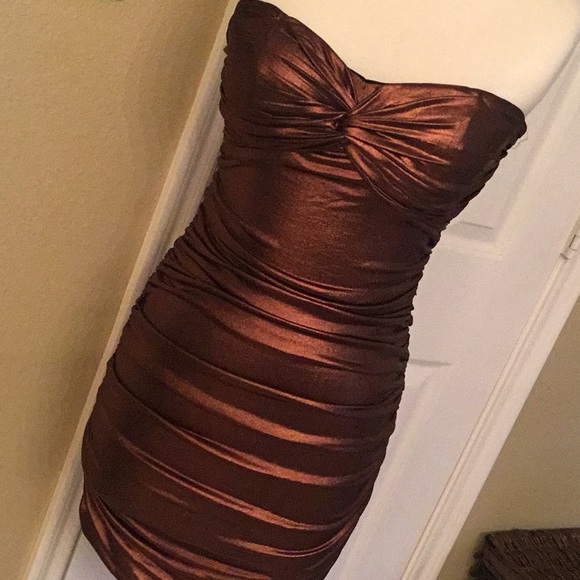 bronze mini dress